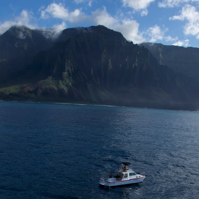 Aerial shot of the Na Pali Kai III
