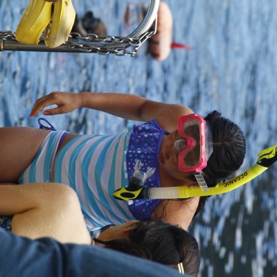 Little girl returning from a dive