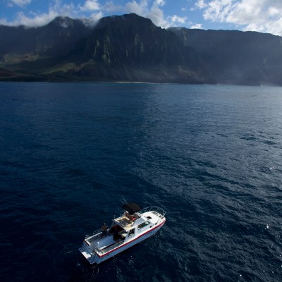 Aerial shot of the Na Pali Kai III