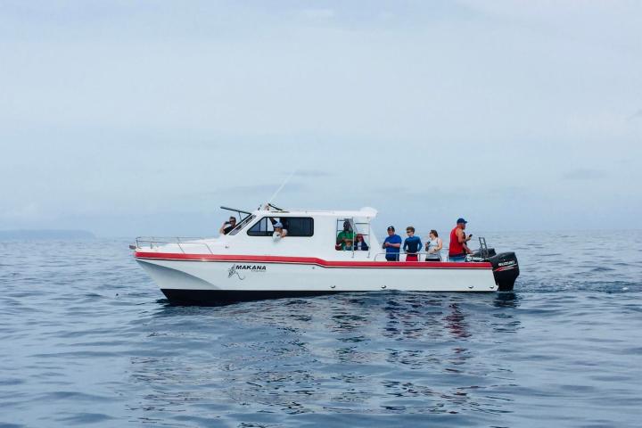 a small boat in a body of water